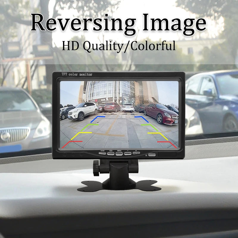 7" Car Monitor 16:9 800*480 Screen with 2 Way Video Input TFT HD Digital for Rear View Camera Parking Backup Reverse
