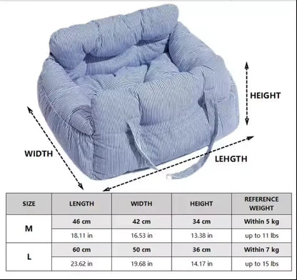 Portable Dog Car Seat Dog Travel Accessories Dual-Use Car Pet Bed Booster Seat with Handy Side Pocket for Small and Medium Dogs