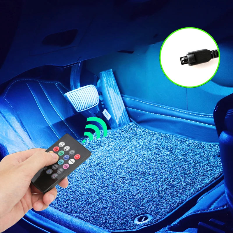 Led Car Foot Ambient Light with USB Neon Mood Lighting Backlight Music Control App RGB Auto Interior Decorative Atmosphere Light