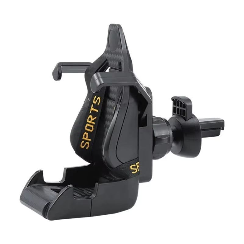 360 Degree Rotation Phone Holder Car Gravity Air Outlet Navigation Racing Seat with Belt Mobile Phone Holder