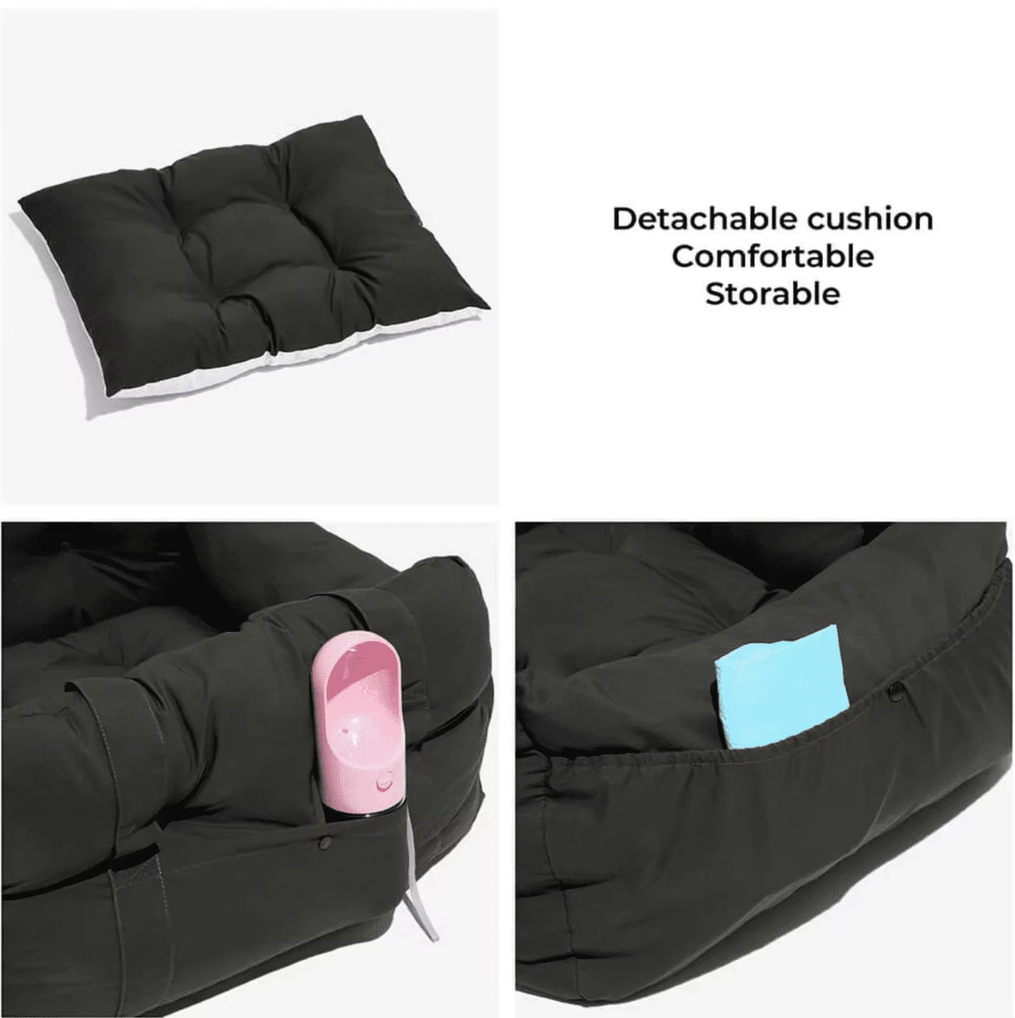 Portable Dog Car Seat Dog Travel Accessories Dual-Use Car Pet Bed Booster Seat with Handy Side Pocket for Small and Medium Dogs