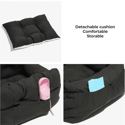 Portable Dog Car Seat Dog Travel Accessories Dual-Use Car Pet Bed Booster Seat with Handy Side Pocket for Small and Medium Dogs