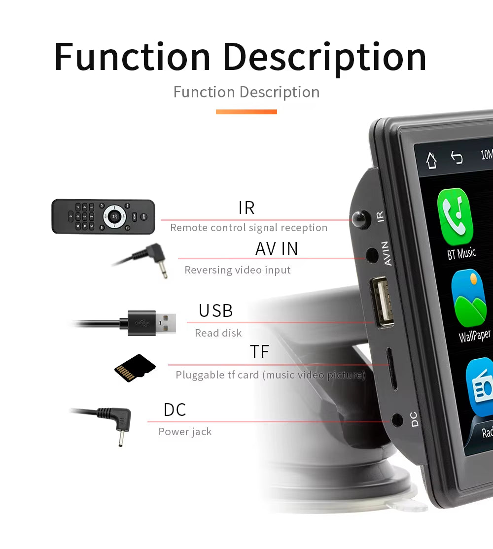 Carplay Screen 7 Inch Touch Ips Display Smart Car Radio Fm Transmitter Phone Wireless Connection Car Dvd Player with Bracket