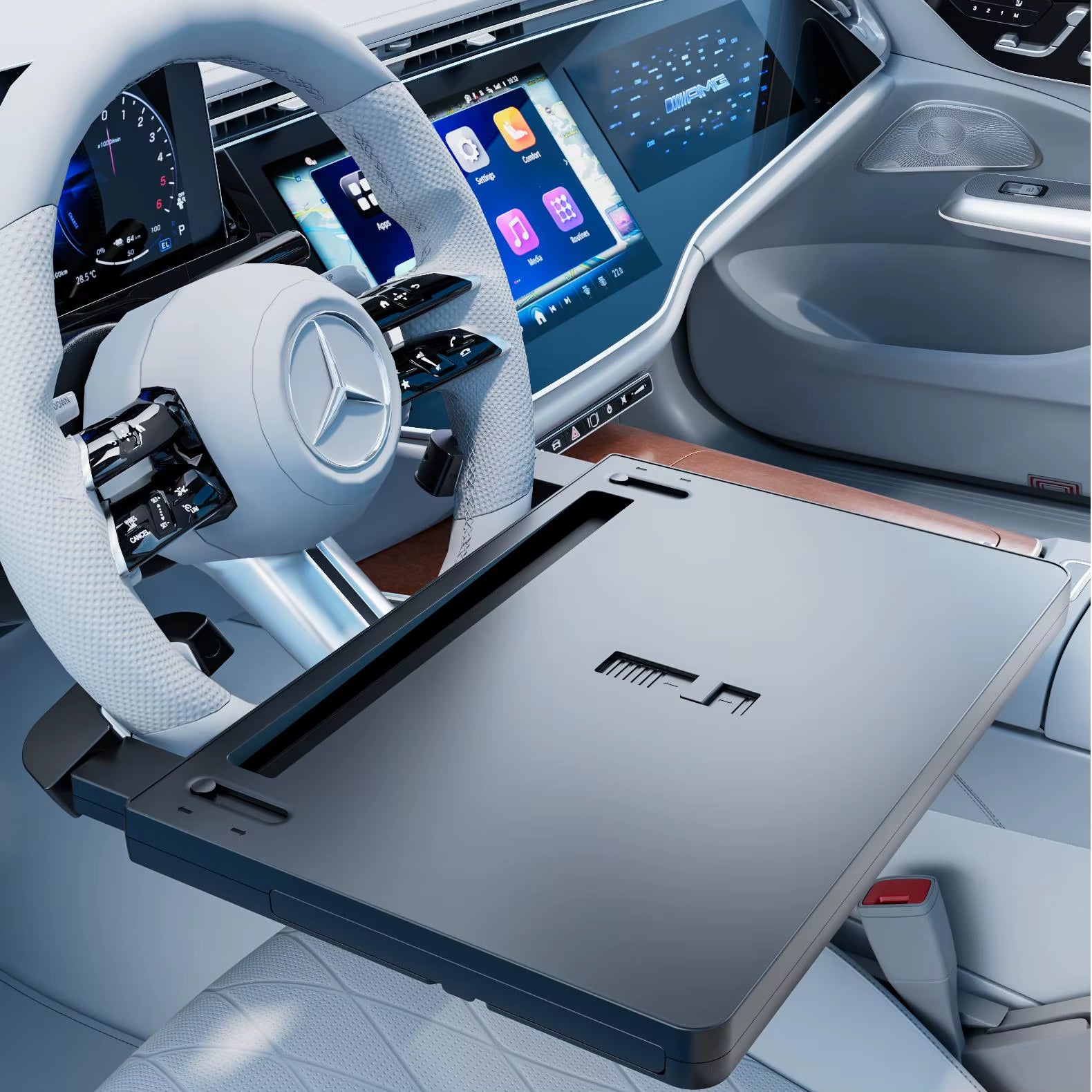 Factory Custom Multi-Functional Portable Car Steering Wheel Desk Car Food Tray for Eating with Drinks Holder