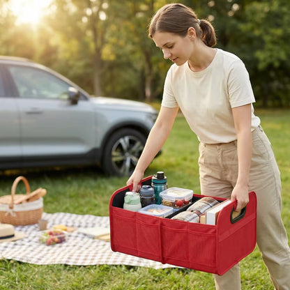 2026 Collapsible Car Trunk Organizer with Handle Durable Polyester, Waterproof Storage Solution for All Cars, Suvs, Mini-Vans