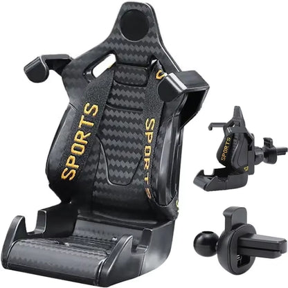 360 Degree Rotation Phone Holder Car Gravity Air Outlet Navigation Racing Seat with Belt Mobile Phone Holder