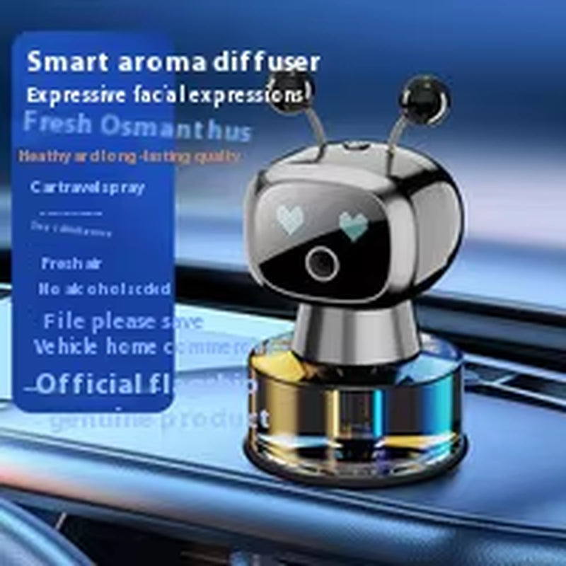 Smart Car Vent Air Freshener 4 Adjustable Spray Modes Long-Lasting Fragrance Dashboard Robot Design Usb-Powered Electric Drive