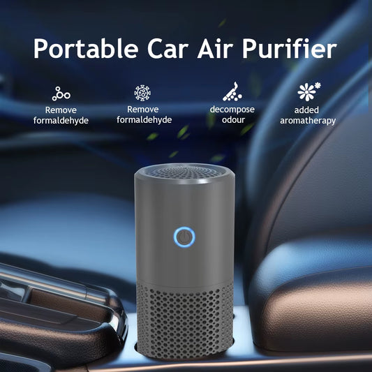 High Purification Performance USB Type C Powered HEPA Filter Air Ionizer Car Air Purifier with Aroma Diffuser Pad