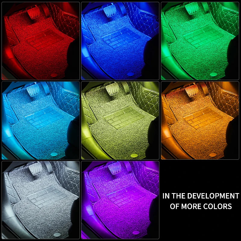 Led Car Foot Ambient Light with USB Neon Mood Lighting Backlight Music Control App RGB Auto Interior Decorative Atmosphere Light