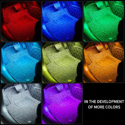 Led Car Foot Ambient Light with USB Neon Mood Lighting Backlight Music Control App RGB Auto Interior Decorative Atmosphere Light