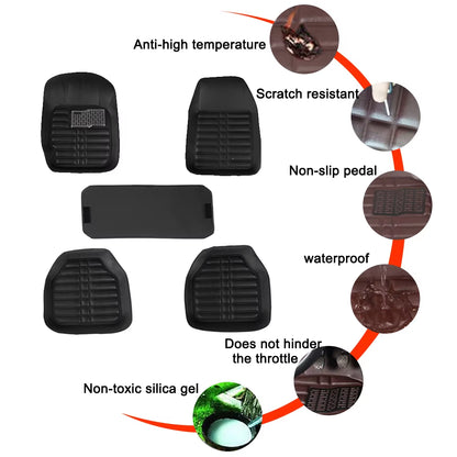 Muchkey Non Slip 5PCS Universal Car Auto Floor Mats Floor Liner Carpet PU Leather Car Floor Mats