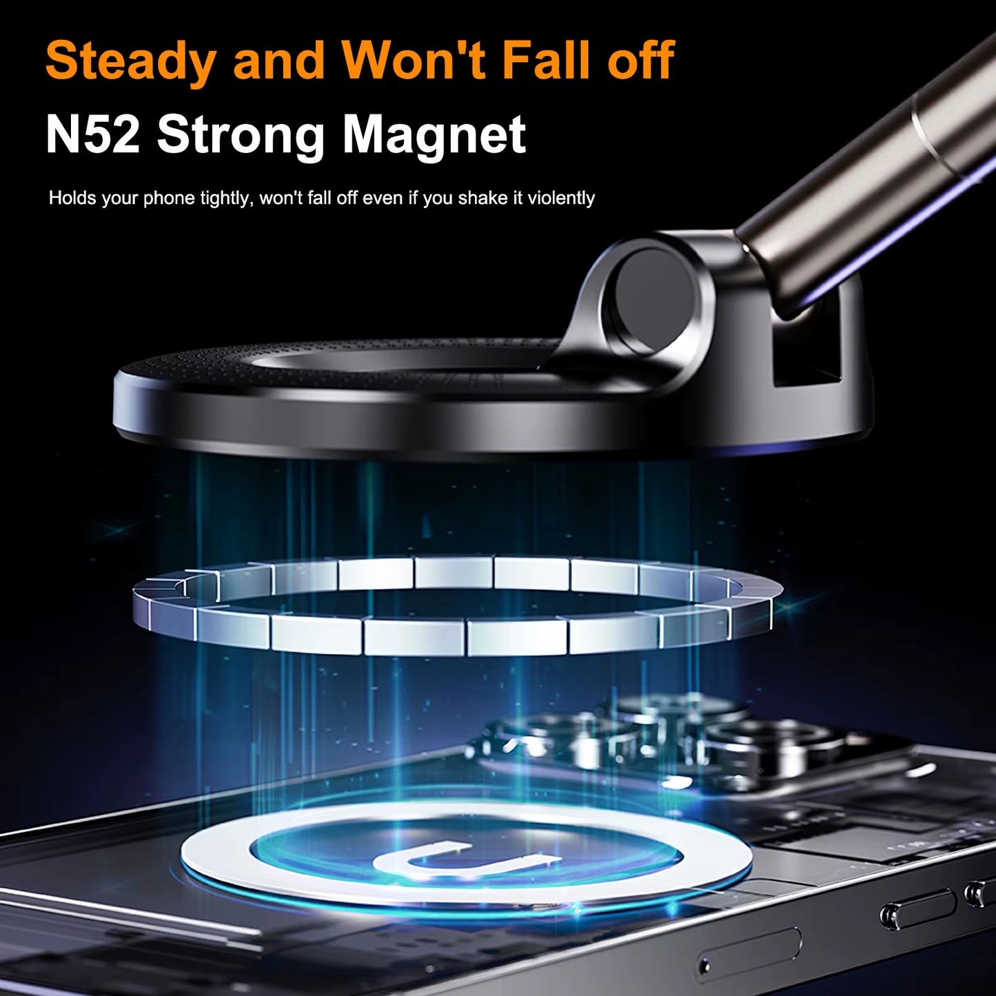 Universal 360 Rotate Vacuum Suction Cup Metal Phone Holder Zinc Alloy Magnetic Adsorption for Gym Car Wall Glass