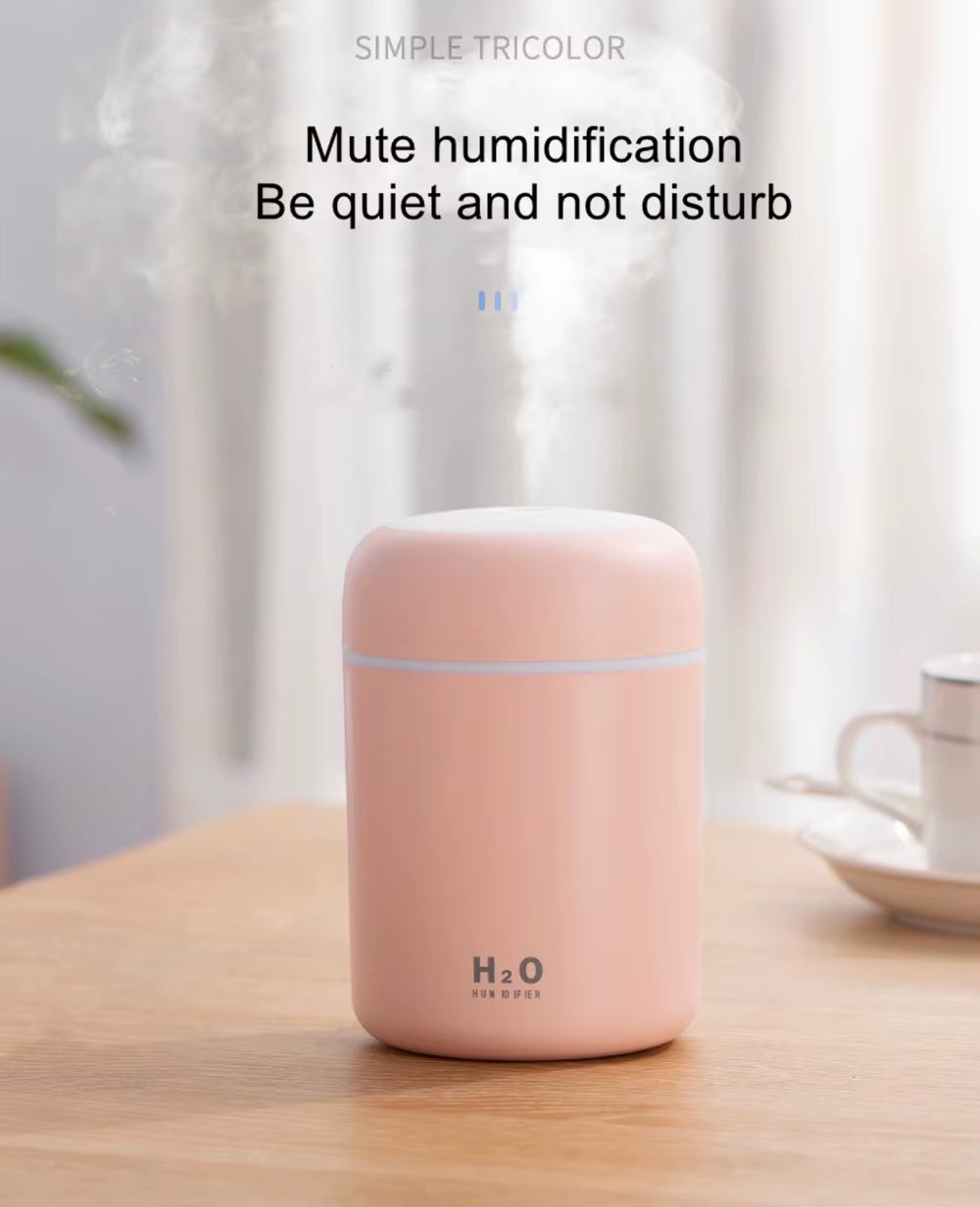 Portable Mini LED Light Cup Spray Humidifier 300Ml Spray Mist Double Wet Aroma Essential Oil Diffuser H2O Car Air Humidifiers