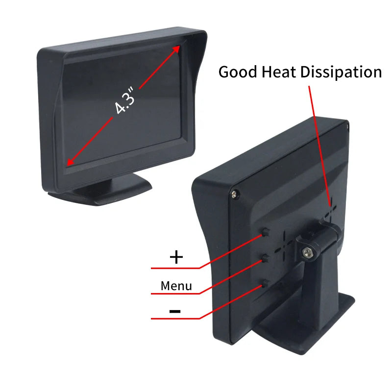Car Monitor 4.3" Screen for Rear View Reverse Camera TFT LCD Display HD Digital Color 4.3 Inch PAL/NTSC