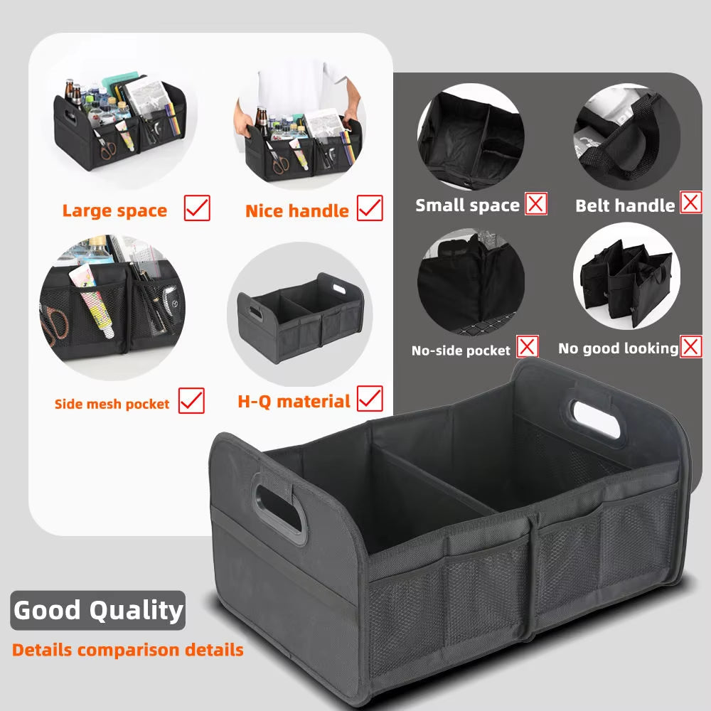 2026 Collapsible Car Trunk Organizer with Handle Durable Polyester, Waterproof Storage Solution for All Cars, Suvs, Mini-Vans