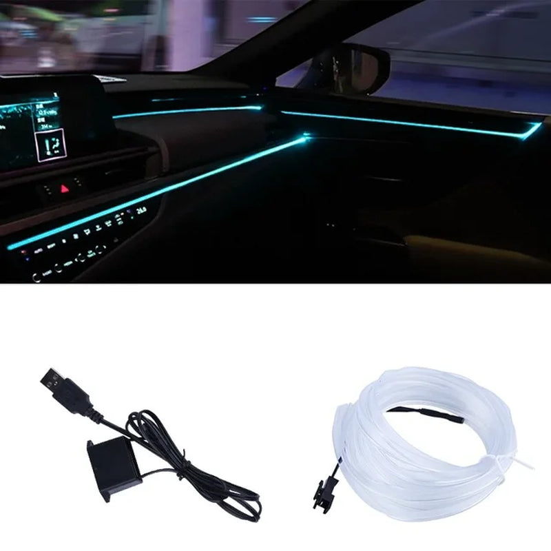 EL Wire Car Interior Lights Ambient LED Flex Rgb Strip Auto Flexible Atmosphere Neno Tube Soft USB Lamp Lighting Rope Tape Light