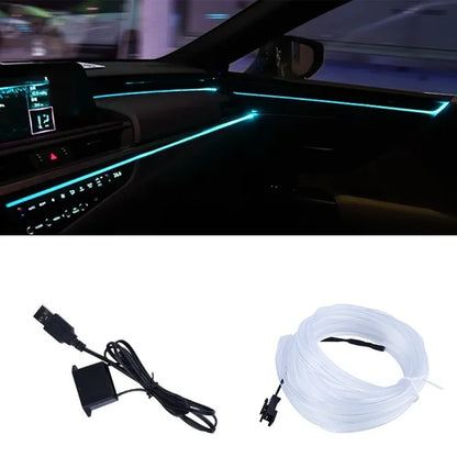 EL Wire Car Interior Lights Ambient LED Flex Rgb Strip Auto Flexible Atmosphere Neno Tube Soft USB Lamp Lighting Rope Tape Light
