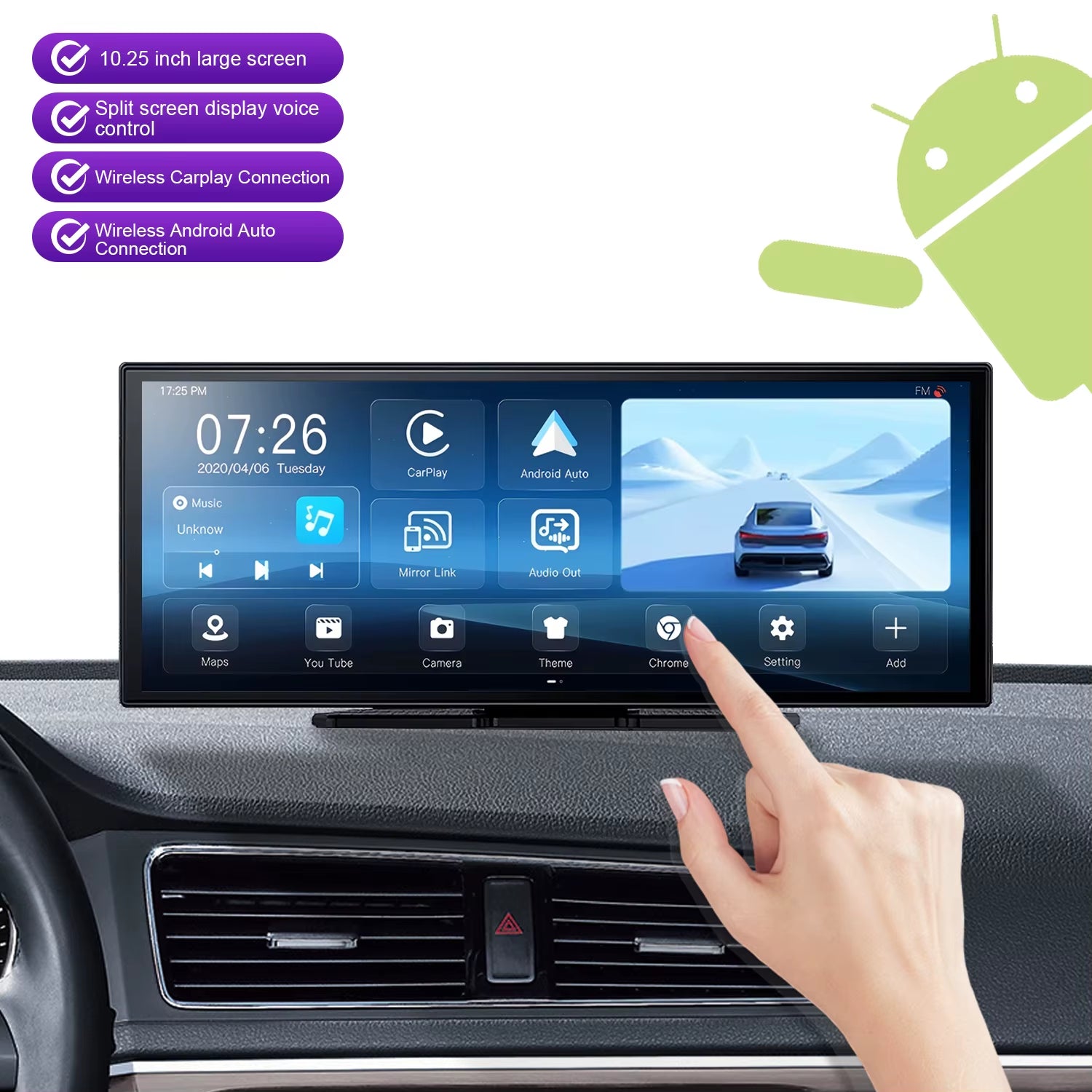 Universal Car Portable Touch Screen Monitor Android 14 GPS Navigator System Wireless Apple Carplay Android Auto Car Dvd Player