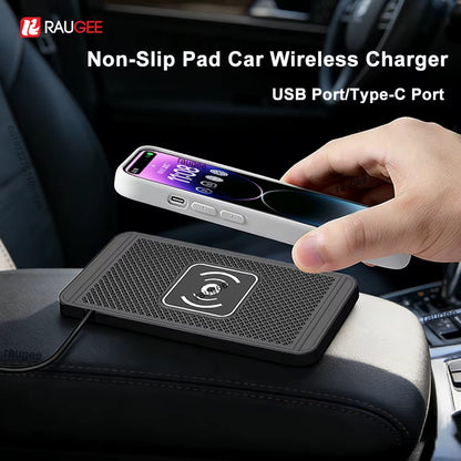 Car Wireless Charger for Iphone 17 16 15 Samsung S25 S24 Xiaomi Car Phone Charger Silicone Non-Slip Pad Induction Charging Pad