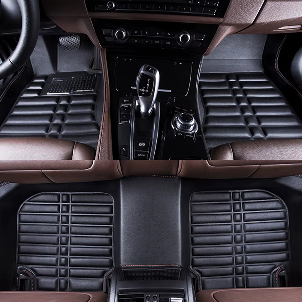 Muchkey Non Slip 5PCS Universal Car Auto Floor Mats Floor Liner Carpet PU Leather Car Floor Mats