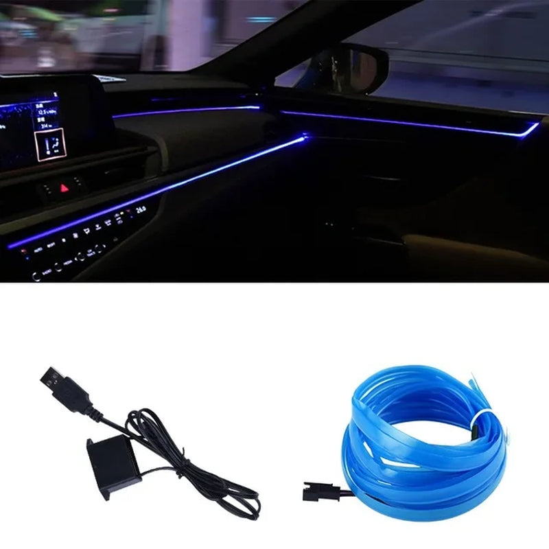 EL Wire Car Interior Lights Ambient LED Flex Rgb Strip Auto Flexible Atmosphere Neno Tube Soft USB Lamp Lighting Rope Tape Light