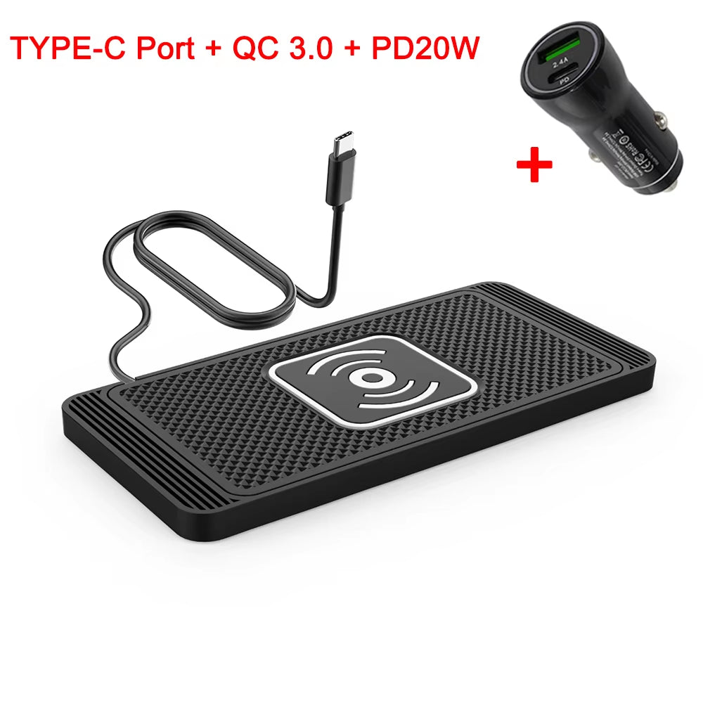 Car Wireless Charger for Iphone 17 16 15 Samsung S25 S24 Xiaomi Car Phone Charger Silicone Non-Slip Pad Induction Charging Pad