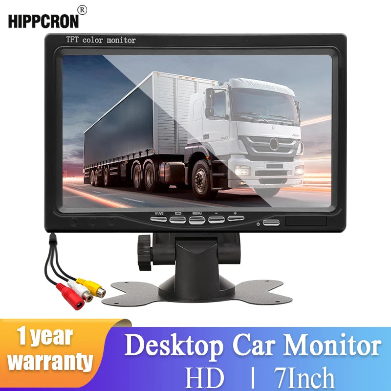 7" Car Monitor 16:9 800*480 Screen with 2 Way Video Input TFT HD Digital for Rear View Camera Parking Backup Reverse