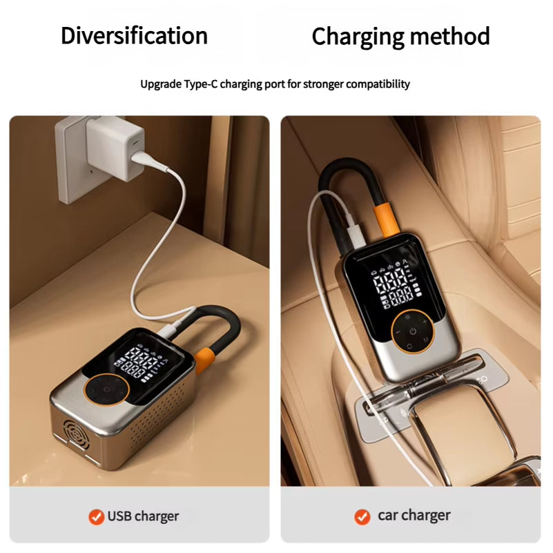 2025 Portable Wireless Electric Car Tyre Air Compressor Mini Cordless Inflatable Monitor Digital Power Bank Factory Consumers