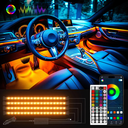 72 LED Car Interior Ambient Foot Light Backlight Auto RGB Atmosphere Decorative Lamps with USB Remote/App Control