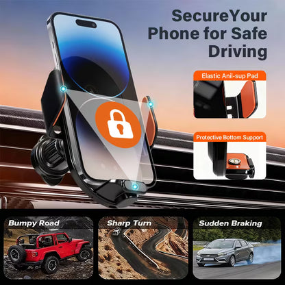 AutoLux™ GripCharge Pro – Auto-Clamp Car Mount with Fast Charging