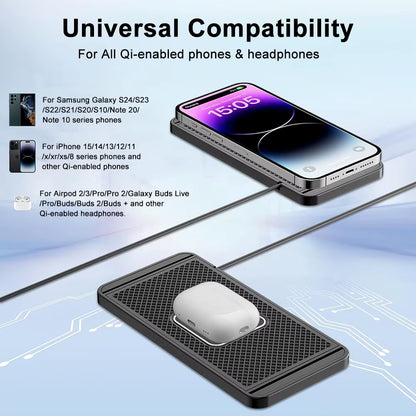 Car Wireless Charger for Iphone 17 16 15 Samsung S25 S24 Xiaomi Car Phone Charger Silicone Non-Slip Pad Induction Charging Pad