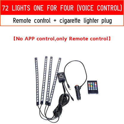 Led Car Foot Ambient Light with USB Neon Mood Lighting Backlight Music Control App RGB Auto Interior Decorative Atmosphere Light