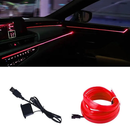EL Wire Car Interior Lights Ambient LED Flex Rgb Strip Auto Flexible Atmosphere Neno Tube Soft USB Lamp Lighting Rope Tape Light