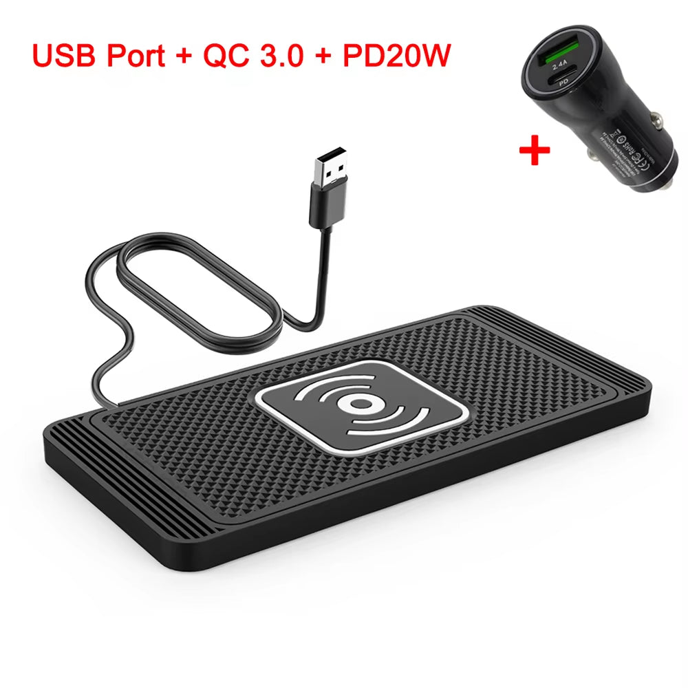 Car Wireless Charger for Iphone 17 16 15 Samsung S25 S24 Xiaomi Car Phone Charger Silicone Non-Slip Pad Induction Charging Pad
