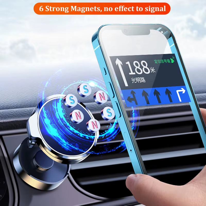 Best Seller Magnetic Car Phone Holder 720 Degree Rotation Car GPS Support Foldable Vehicle Air Mount with 6 Strong Magnets