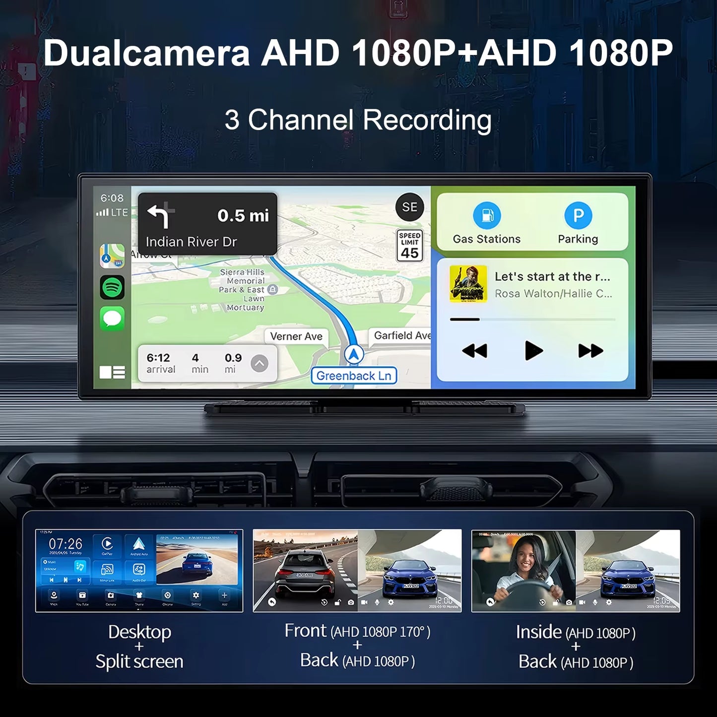 Universal Car Portable Touch Screen Monitor Android 14 GPS Navigator System Wireless Apple Carplay Android Auto Car Dvd Player