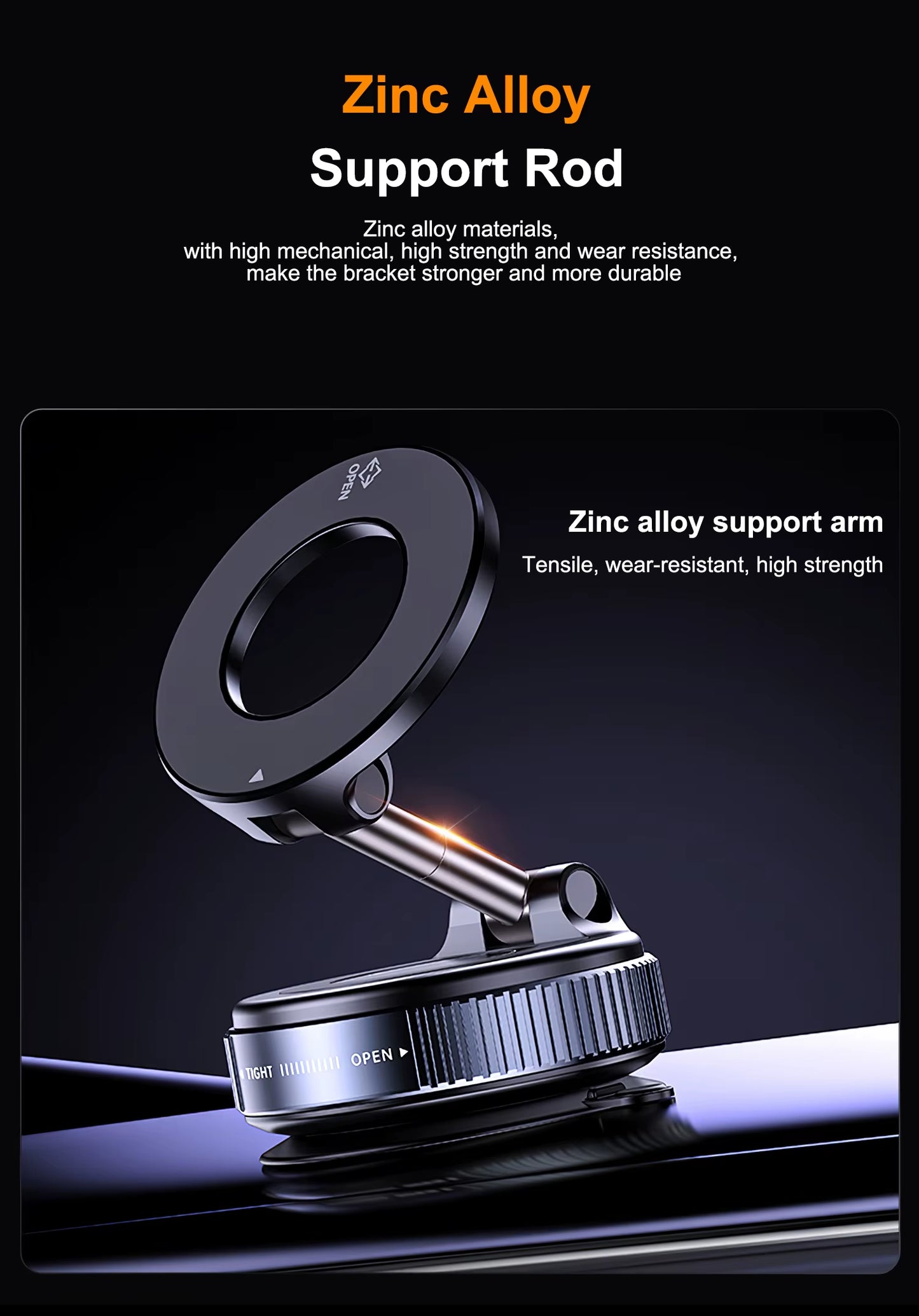 Universal 360 Rotate Vacuum Suction Cup Metal Phone Holder Zinc Alloy Magnetic Adsorption for Gym Car Wall Glass