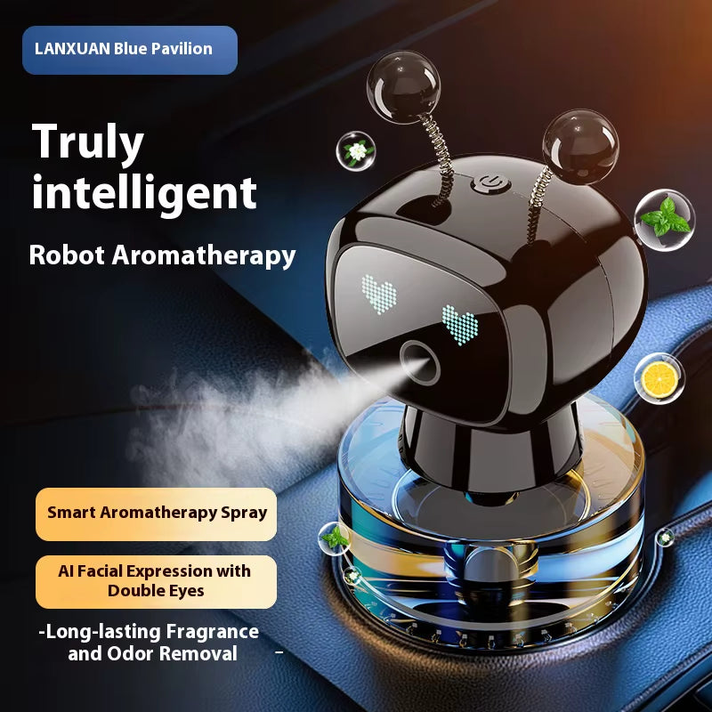 Smart Car Vent Air Freshener 4 Adjustable Spray Modes Long-Lasting Fragrance Dashboard Robot Design Usb-Powered Electric Drive