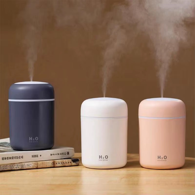 Portable Mini LED Light Cup Spray Humidifier 300Ml Spray Mist Double Wet Aroma Essential Oil Diffuser H2O Car Air Humidifiers