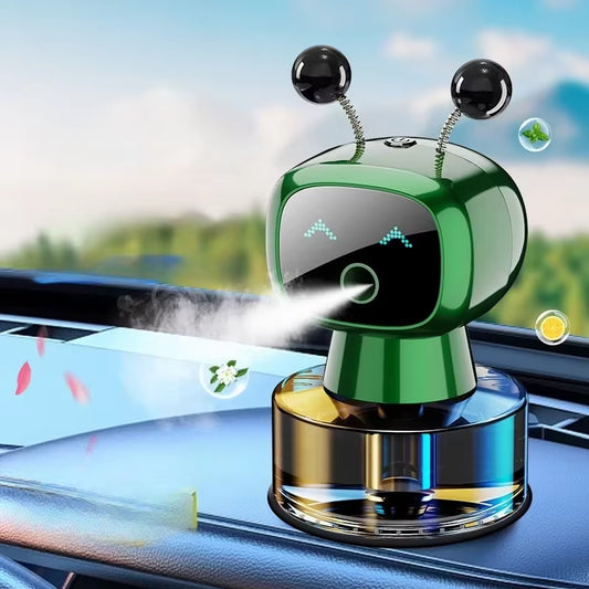 Smart Car Vent Air Freshener 4 Adjustable Spray Modes Long-Lasting Fragrance Dashboard Robot Design Usb-Powered Electric Drive