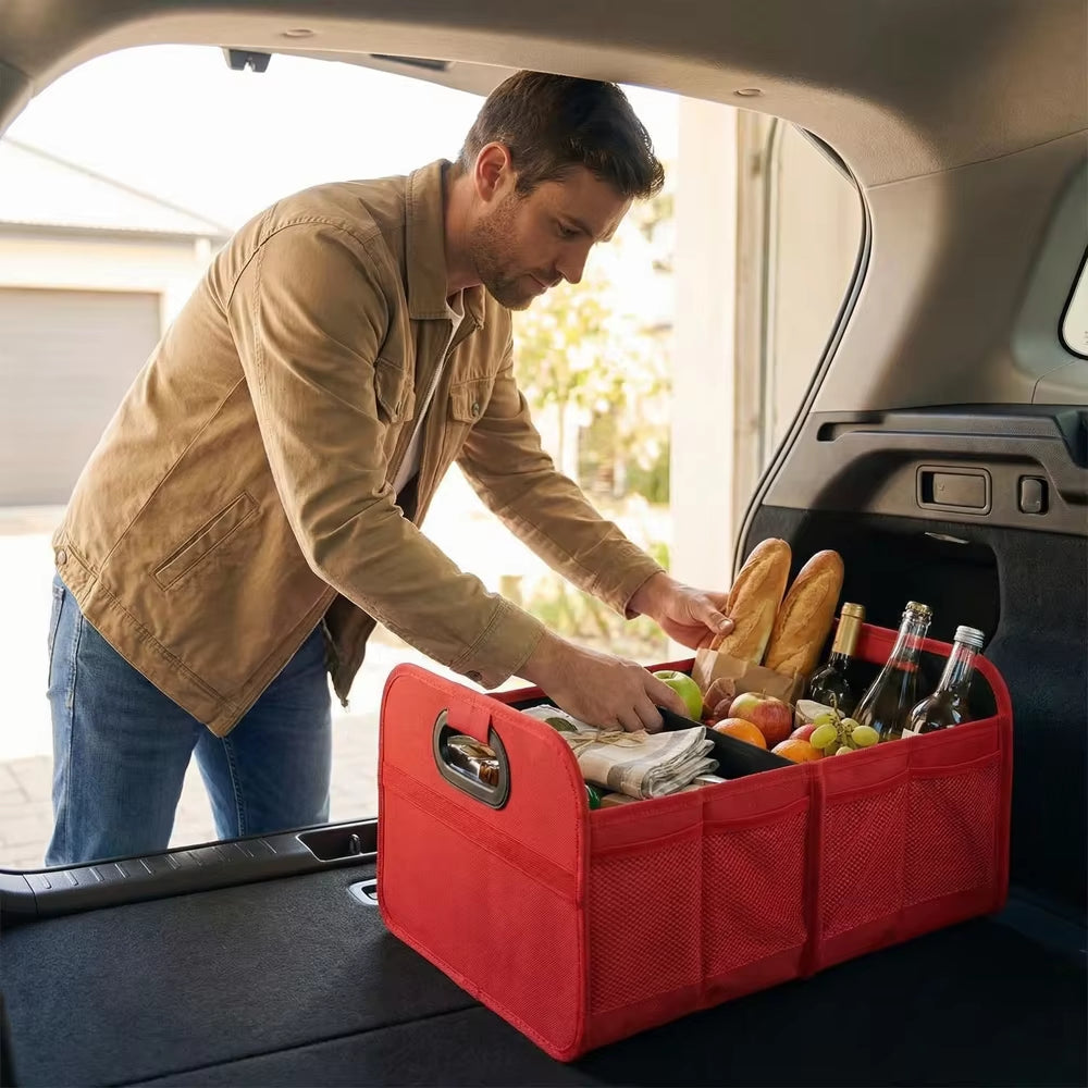 2026 Collapsible Car Trunk Organizer with Handle Durable Polyester, Waterproof Storage Solution for All Cars, Suvs, Mini-Vans