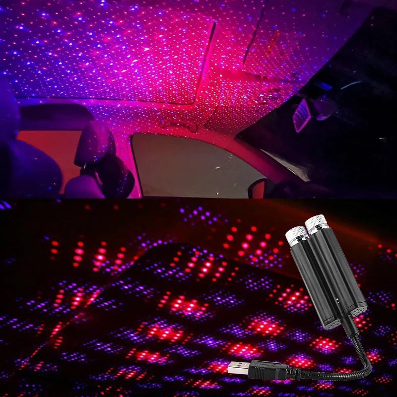 1Pcs Car Interior Lights Roof Star Light USB LED Starry Atmosphere Projector Decoration Night Party Decor Galaxy Light