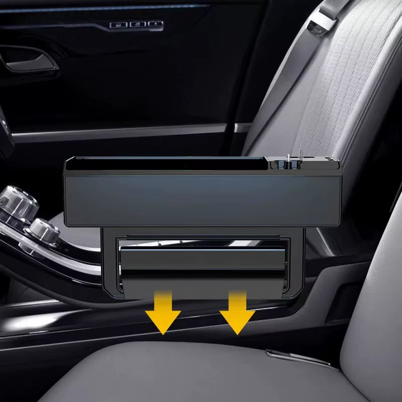 Car Interior Accessories Auto Crevice Gear Seat Storage Box Cup Holder Organizer with Dual USB Plug Charger Car Gap Storage Box