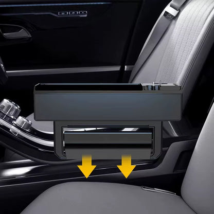 Car Interior Accessories Auto Crevice Gear Seat Storage Box Cup Holder Organizer with Dual USB Plug Charger Car Gap Storage Box