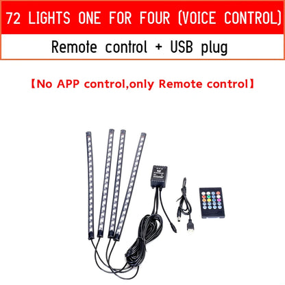 Led Car Foot Ambient Light with USB Neon Mood Lighting Backlight Music Control App RGB Auto Interior Decorative Atmosphere Light