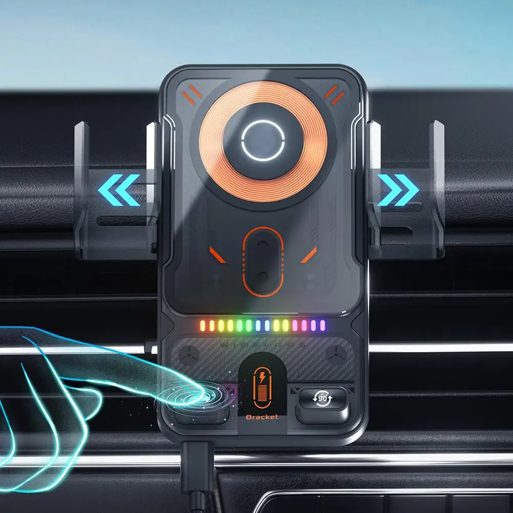 Car Wireless Charger Magnetic Auto Car Holder Phone Mount for Samsung Infrared Induction 15W Fast Charging Station